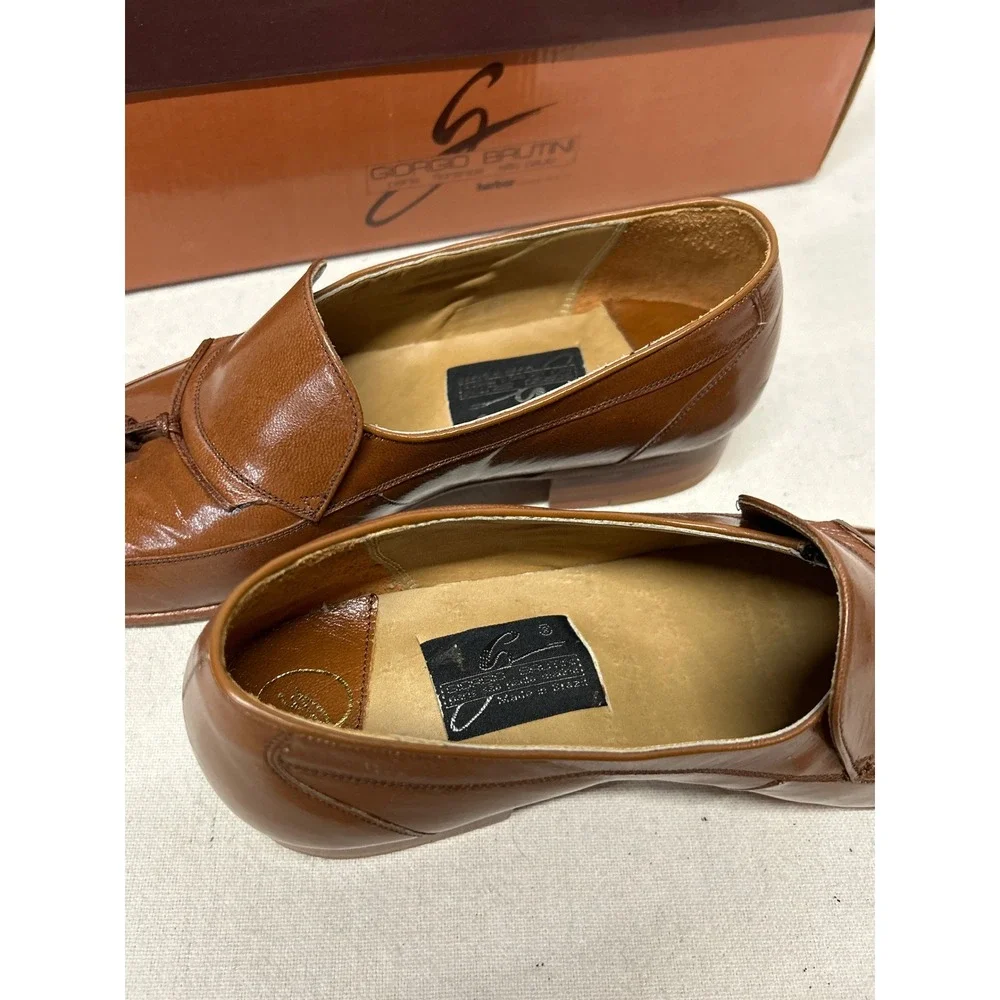 Giorgio Brutini Men's Brown Leather Tassel Loafer Dress Shoes 7D‎ Box Pr e-owned